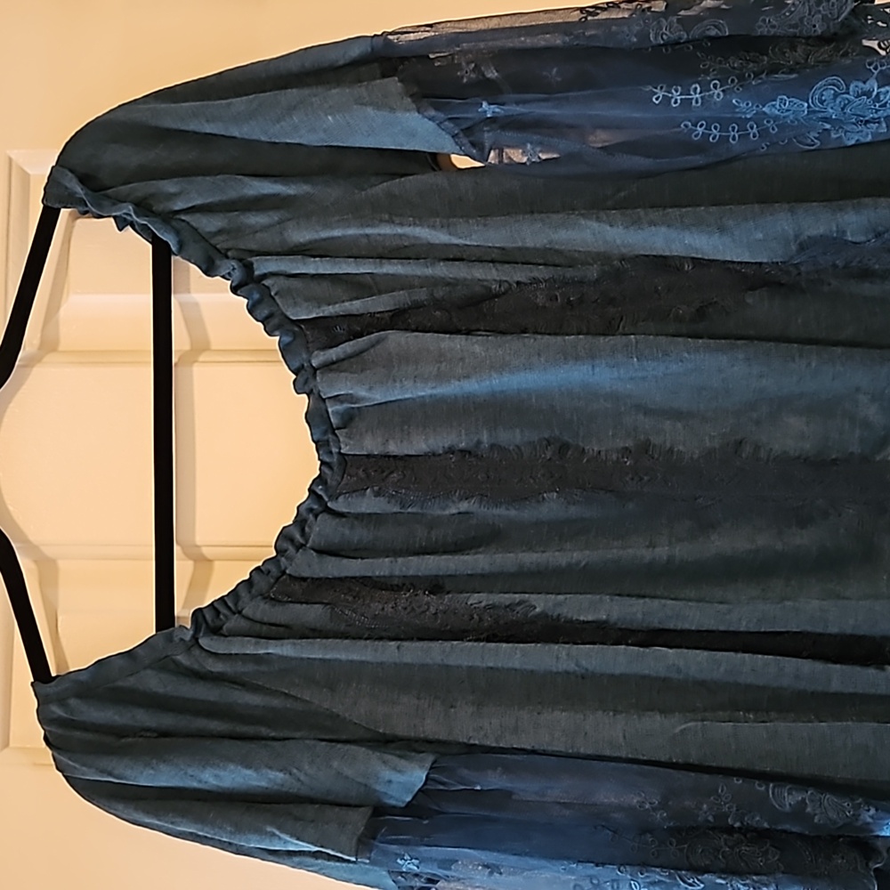 American Rag Teal blouse/Sweater Size 1x - Picture 4 of 11